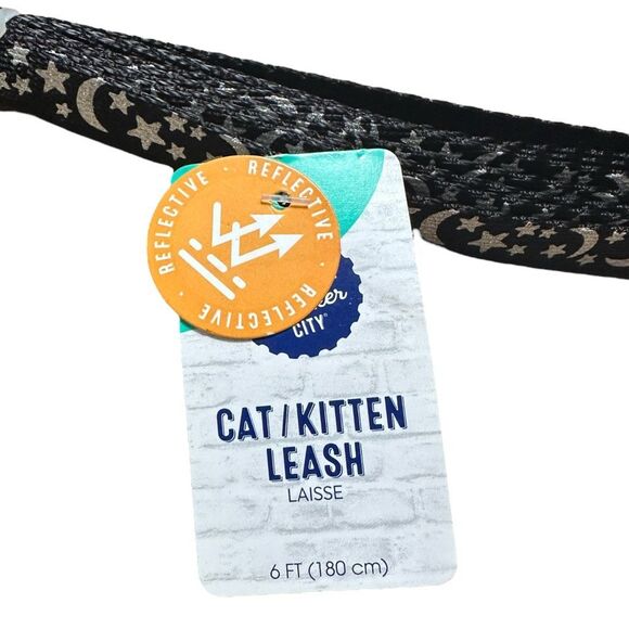 Whisker City Reflective Cat‎ Adult Kitten Leash Moon & Stars Silver 6 FT - Picture 3 of 3